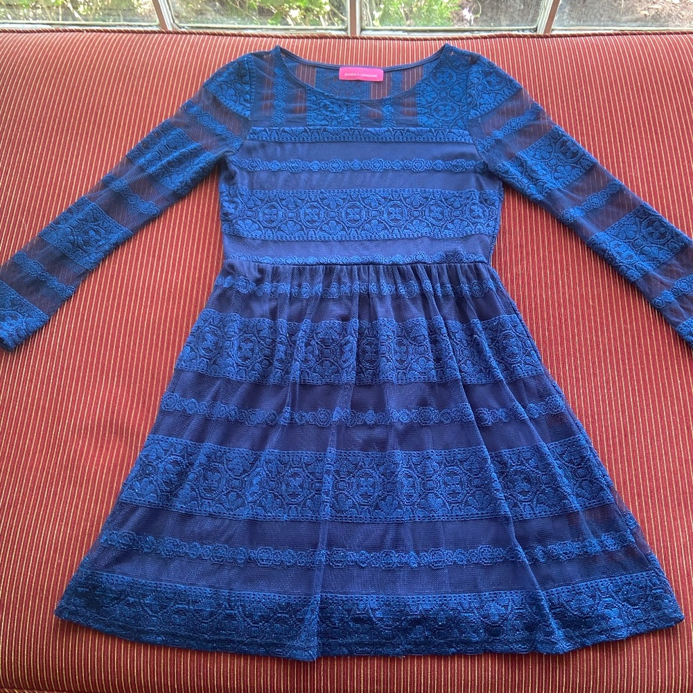 Blue lace cocktail dress